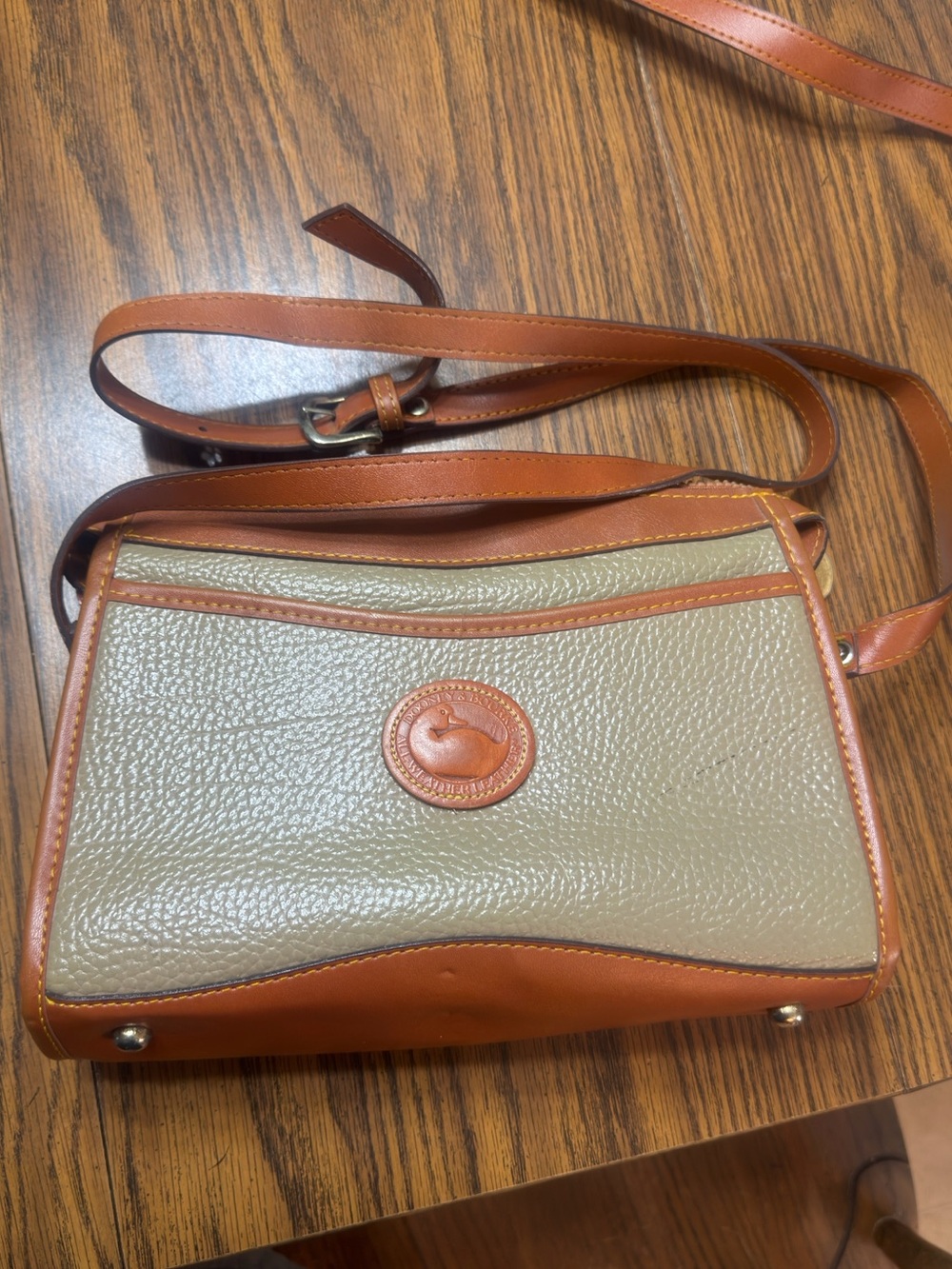 Vintage Dooney & Bourke AWL Taupe Tan Leather Crossbody Bag